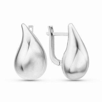 Drop Lever Back Earrings in 14K White Gold