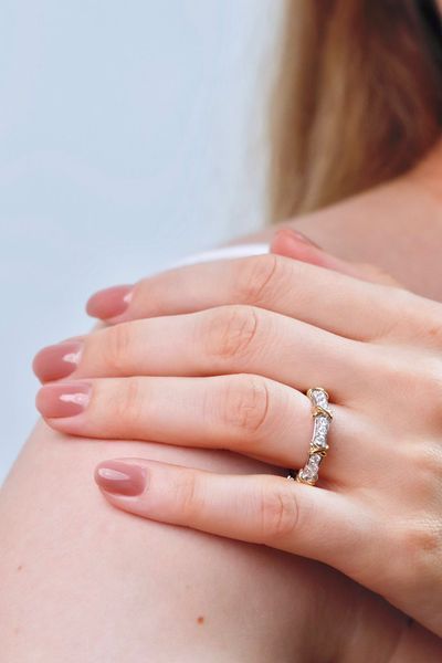925 Sterling Silver Ring with Gold Plating and Cubic Zirconia