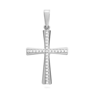 Classic Cross in 14K White Gold with Zirconium