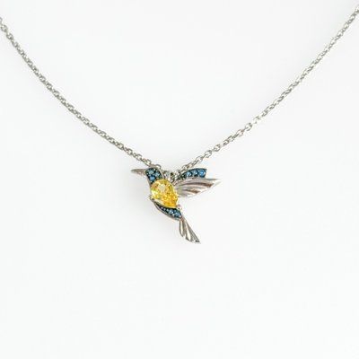 925 Sterling Silver Colibri Necklace with Cubic Zirconia