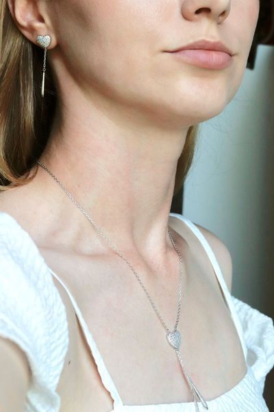 925 Sterling Silver Heart Necklace with Cubic Zirconia