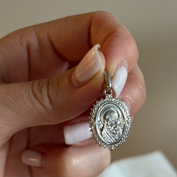 925 Sterling Silver Holy Virgin Mary with Jesus Pendant
