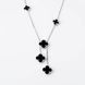 925 Sterling Silver Clover Necklace with Onyx