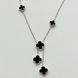 925 Sterling Silver Clover Necklace with Onyx