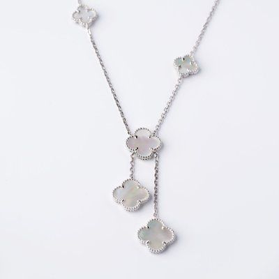 925 Sterling Silver Clover Necklace with Mother of Pearl