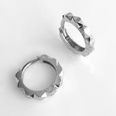 Сережки - кільця з білого золота 585 проби SJ21/5000Б фото
