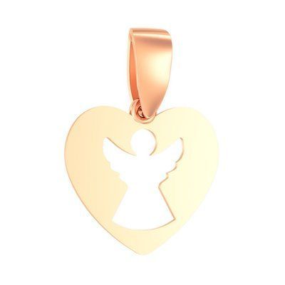 Pendant in 14K Rose Gold "Heart and Angel"