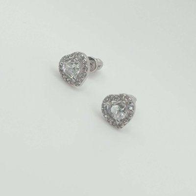 925 Sterling Silver Heart Stud Earrings with Cubic Zirconia