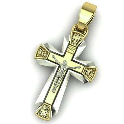 Cross in 14K Yellow and White Gold