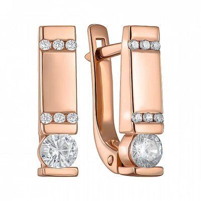 Lever Back Earrings in 14K Rose Gold with Cubic Zirconia