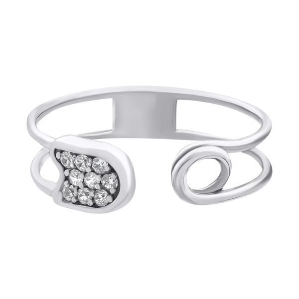 Pin Ring in 14K White Gold with Cubic Zirconia