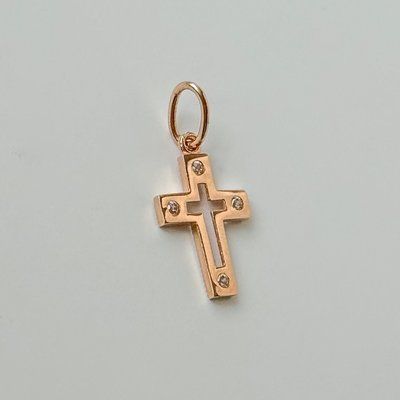 Cross in 14K/585 Rose Gold with Cubic Zirconia