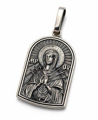 925 Sterling Silver Holy Virgin Mary of Seven Swords Pendant