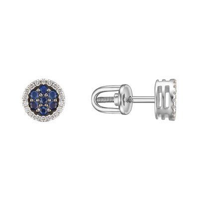 Stud Earrings in 14K White Gold with Sapphires and Diamonds