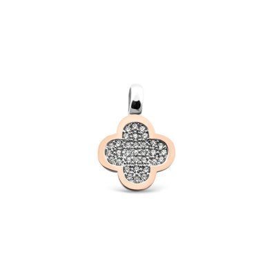 925 Sterling Silver Clover Pendant with Gold and Cubic Zirconia