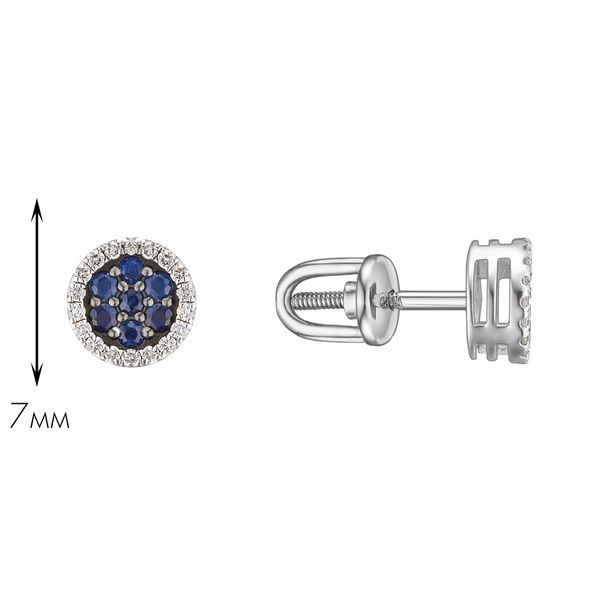 Stud Earrings in 14K White Gold with Sapphires and Diamonds