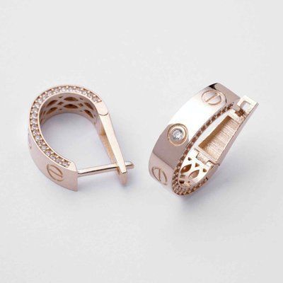 Lever Back Earrings in 14K/585 Rose Gold with Cubic Zirconia