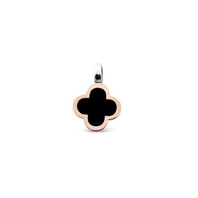 Sterling Silver Clover Pendant with Black Enamel