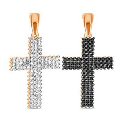 Two Sided Cross in 14K Rose Gold with Cubic Zirconia