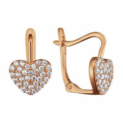 Lever Back Heart Earrings in 14K/585 Rose Gold