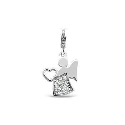 925 Sterling Silver Angel Pendant with Cubic Zirconia