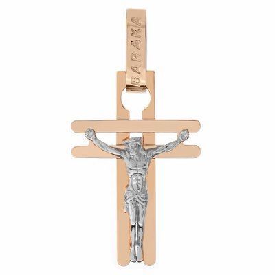 Stylish Cross in 14K Rose and White Gold