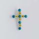 925 Sterling Silver Cross with Blue and Yellow Cubic Zirconia