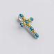 925 Sterling Silver Cross with Blue and Yellow Cubic Zirconia