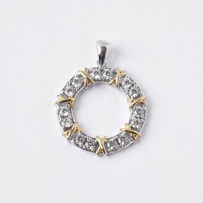 925 Sterling Silver Pendant with Yellow Gold Plated Details and Cubic Zirconia
