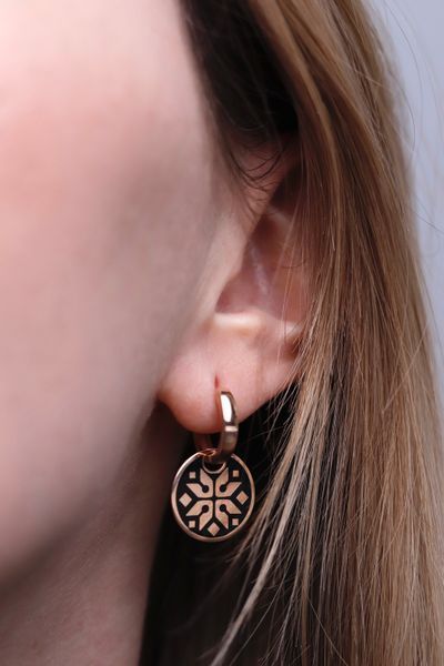 Drop Vyshyvanka Earrings in 14K/585 Rose Gold with Enamel