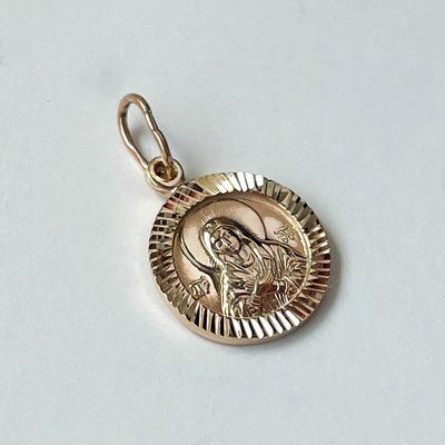 St. Mary and Jesus Pendant in 14K Rose Gold