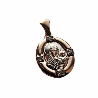 Pendant "St.Mary and Jesus" in 14K/585 Rose Gold with Cubic Zirconia