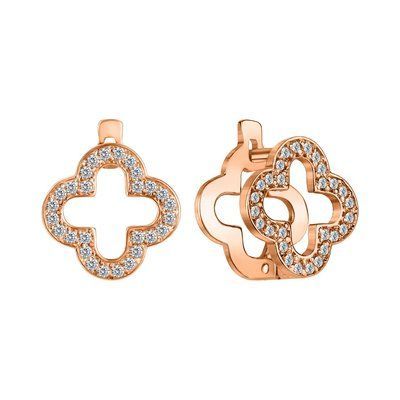 Clover Earrings in 14K/585 Rose Gold with Cubic Zirconia