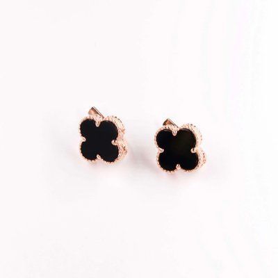 Lever Back Earrings in 14K Rose Gold with Onyx