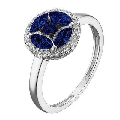 Ring in 14K White Gols with Sapphires and Diamonds