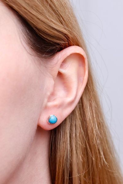 925 Sterling Silver Stud Earrings with Turquoise