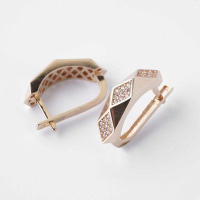 Lever Back Earrings in 14K/585 Rose Gold with Cubic Zirconia