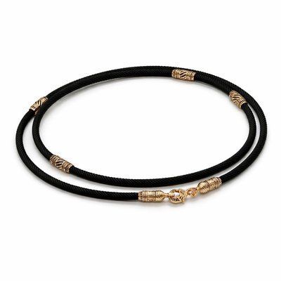 Silk Rope with Inserts and Lock in 14K/585 Rose Gold