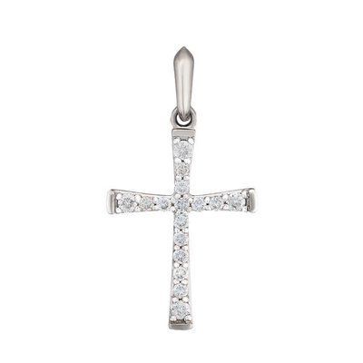 Cross with Diamonds in 14K White Gold