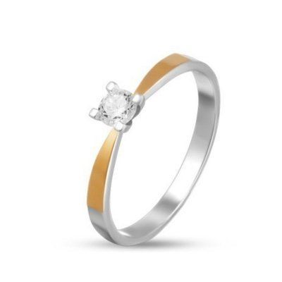 Sterling Silver Ring with Gold Plating and Cubic Zirconia