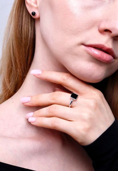 925 Sterling Silver Stud Earrings with Onyx