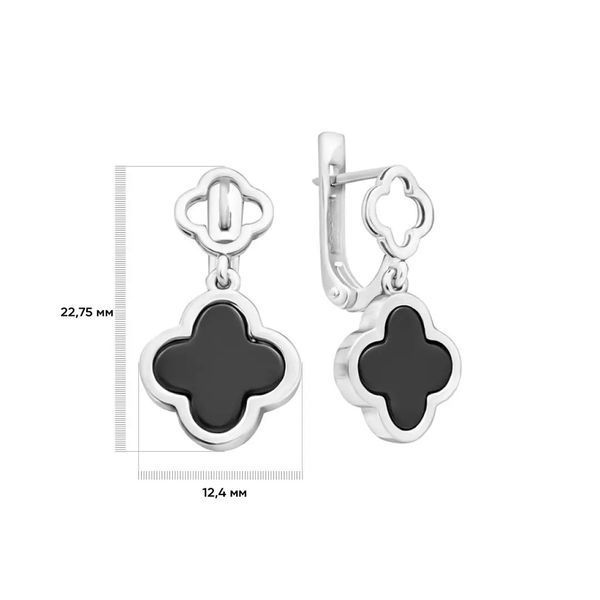 Drop Clover Earrings in 14K/585 White Gold with Agate