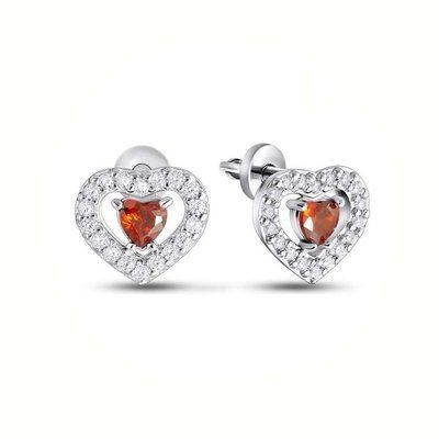 925 Sterling Silver Heart Stud Earrings with Cubic Zirconia