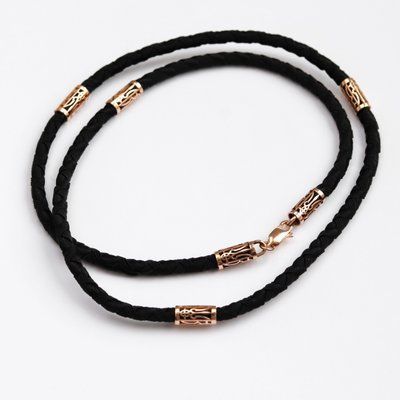 Silk Rope with Tryzub Inserts in 14K/585 Rose Gold