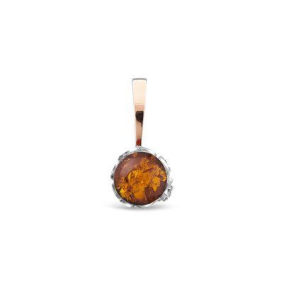 Gold Plated Sterling Silver Pendant with Amber and Cubic Zirconia