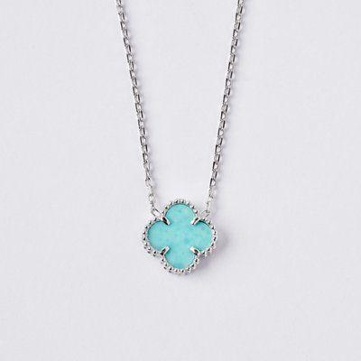 925 Sterling Silver Clover Necklace with Turquoise