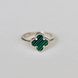 Sterling Silver Clover Ring with Malachite