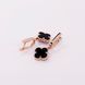 Lever Back Clover Earrings in 14K/585 Rose Gold with Onyx