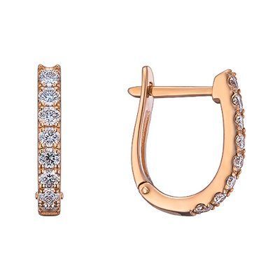 Lever Back Earrings in 14K Rose Gold with Diamonds