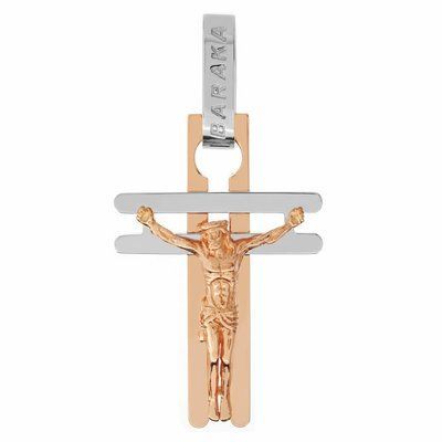 Stylish Cross in 14K Rose and White Gold